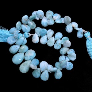 Perles de Larimar naturelles facettées en forme de poire, 8x10mm-10x16mm, pierres semi-précieuses pour la fabrication de bijoux - Product Image 3