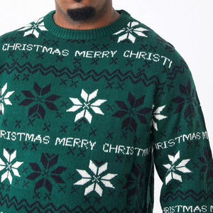 Best Selling <b>Men's</b> <b>Wool</b>/Acrylic Solid Winter Breathable Reflective Printing Knitted Hole Pullover <b>Sweaters</b> Front Logo Custom - Product Image 6