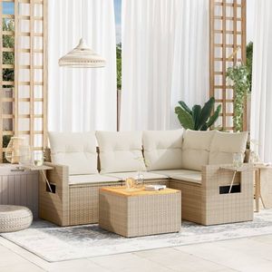 Conjunto de Sofá Modular Mediano de Ratán Sintético PE Beige para Jardín, Muebles Elegantes para Exteriores - Product Image 1