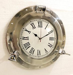 Antique Brass Porthole Wall <b>Clock</b> Nautical Ship Window Style Decorative Maritime <b>Clock</b> with <b>Roman</b> Numeral Dial Vintage Marine - Product Image 4