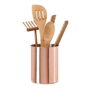 Porte-ustensiles élégant en métal finition argentée, décoration de cuisine, support de comptoir de forme ronde pour la maison, le café et la cuisine des hôtels - Product Image 5