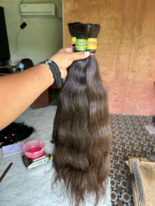 Extensiones de cabello humano natural liso sedoso indio Remy dibujado solo - Product Image 2