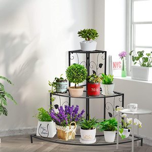 Support à plantes à 3 niveaux fait main, en métal, autoportant, pour pots de fleurs, étagère de présentation pour plantes d'intérieur et d'extérieur, décoration moderne pour la maison et le jardin - Product Image 5