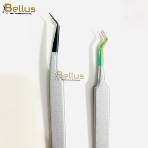 Pinzas de Precisión Bellus International de Lujo con Punta de Fibra Suave a 45 Grados, Duraderas, de Acero Inoxidable, para Extensión de Pestañas de Volumen - Product Image 2