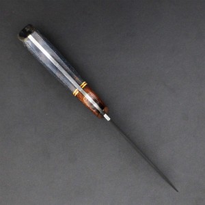 Cuchillo Utilitario de Hoja Fija de Acero de Damasco con Funda de Cuero, Mango Completo de G10 y Madera para Caza y Camping - Product Image 4