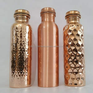 Wholesale Hot Selling Customized Copper Water Bottle 500-600 ML Eco-Friendly Camping Hammered Design with <b>Lid</b> - Product Image 1