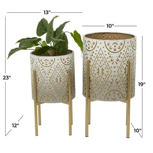 Maceta Colgante Moderna de Cerámica Chapada en Oro, Ecológica, con Patrón Circular, Diseño Clásico, Decorativa para Interiores - Product Image 3