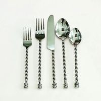 Ensemble de couverts de nouvelle conception, nouveau métal, double torsion, manche argenté, acier inoxydable, couverts plaqués argent