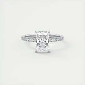 แหวนเพชรทรงเรเดียนท์คัท 2.30 กะรัต เพชรเลี้ยงในห้องปฏิบัติการ รุ่นฮาร์เปอร์ เพฟ ฝังแบบเฟรนช์เซ็ตในทองคำขาว 14K - Product Image 3