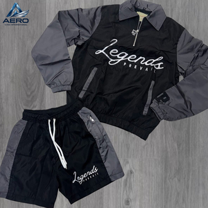 Latest Fully Custom logo High Quality Streetwear Outerwear <b>Set</b> Men's New Design Waterproof Shorts Jacket Windbreaker Shorts <b>Sets</b> - Product Image 1