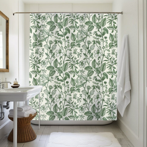 Juego de cortinas de ducha de Tela con estampado de bambú Zen | Cortina de baño japonesa inspirada en la naturaleza con ganchos OEM decoración del hogar al por mayor - Product Image 6