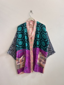 Kimono de Seda Sari para Mujer, Bata de Verano, Ropa de Dormir Suave y Cómoda - Product Image 2