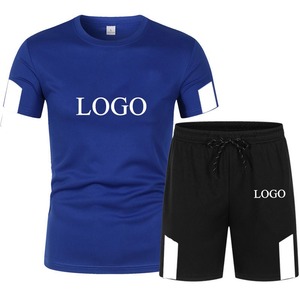 Conjunto Deportivo de 2 Piezas para Hombre, Camiseta de Manga Corta con Cuello Redondo y Pantalones Cortos con Cordón, Diseño Color Block, Ropa Deportiva de Verano - Product Image 2