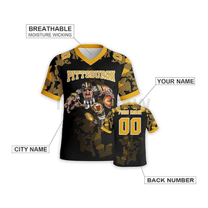 Maillot de football américain personnalisé pour homme, vert uni, séchage rapide, polyester, manches courtes, col en V, service OEM, nom et numéro de l'équipe - Product Image 3