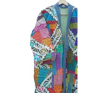 Bata Kantha Multicolor de Algodón con Parches Hechos a Mano, Transpirable y Suave, para Verano e Invierno, Precio de Fábrica - Product Image 2
