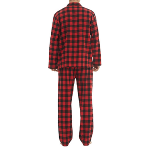 Pyjama en flanelle à carreaux rouge et noir pour hommes, en coton brossé chaud, à manches longues, durable, confortable, vêtements de nuit d'hiver pour hommes - Product Image 2
