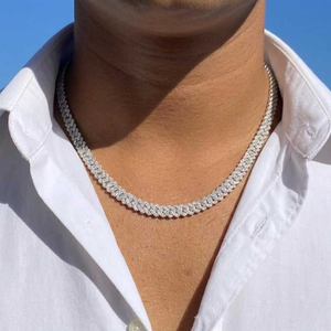 Luxury Moissanite Cuban Link <b>Chain</b> Necklace <b>Iced</b> <b>Out</b> Hip Hop 925 Silver Statement Jewelry Gift for Men Women Sparkling Premium - Product Image 4