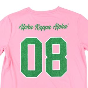 Pink Green Glitter Three Letter Shirt Women Short Sleeve Casual Tee Fashion <b>Top</b> Embroidered Letter Design Trendy Daily Wear - Product Image 4