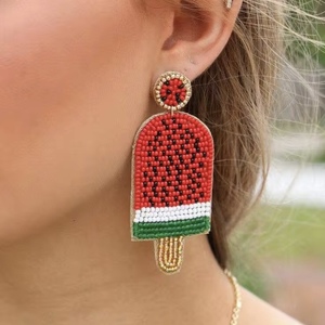 Patriotic American Flag <b>Flip</b> <b>Flop</b> Earrings <b>Beads</b> Embellished Hand Crafted Parrot Stud Earrings from the brand BaubleBar - Product Image 6