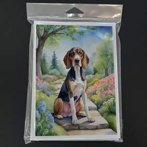 American English Coonhound Spring Garden Whimsical A7 <b>Greeting</b> <b>Cards</b> Pack 8 Blank Note <b>Cards</b> with Envelopes 5x7 Size - Product Image 3
