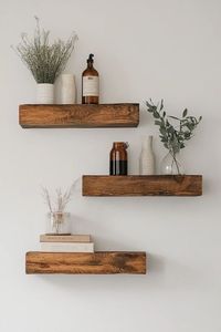Wood Double Tier Floating <b>Wall</b> <b>Shelves</b> Modern Handmade Storage Rack Living Room <b>Wall</b> <b>Mounted</b> Display <b>Shelf</b> Durable Design - Product Image 4