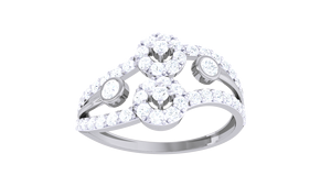 แหวนเพชรวงกลมสองชั้นดีไซน์หรูหราสีทองสำหรับของขวัญหมั้นและงานแต่งงาน - Product Image 3