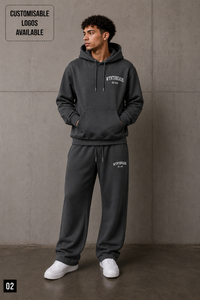 Ensemble molletonné lourd 300-500 GSM personnalisé, le plus vendu – Sweat à capuche et pantalon de jogging en molleton technique pour homme, style streetwear oversize, 2 pièces en tissu éponge - Product Image 2
