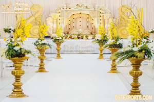 เวทีงานแต่งงานระดับมืออาชีพสุดหรูสไตล์บอลลีวูด ออกแบบพิเศษสำหรับสหรัฐอเมริกา ทำจากไฟเบอร์กลาสสีทอง - Product Image 2
