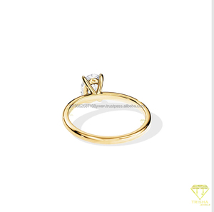 Oval Cut 925 Sterling <b>Silver</b> in Moissanite Diamond Engagement <b>Ring</b> Yellow Gold Plated <b>Solitaire</b> Jewelry For Women And Brides - Product Image 4