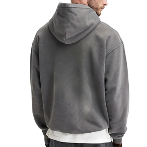 Sudadera con Capucha de Algodón Orgánico para Hombre, con Logotipo Personalizado de Alta Calidad OEM, Estilo Oversize, Efecto Desgastado, Lavado Ácido - Product Image 2