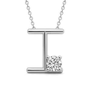 10k/14k <b>Solid</b> <b>Gold</b> Minimal I Alphabet Initial Letter <b>Pendant</b> Necklace High Quality Round Shaped Side Lab Grown Diamond <b>Pendant</b> - Product Image 1