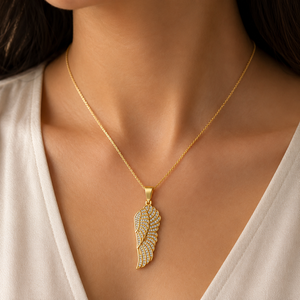 Vintage Fashion Hip Hop 10K Solid Gold Custom Iced <b>Angel</b> Classic Bling Feather Wings Moissanite Diamond Necklace Pendants <b>Charms</b> - Product Image 2