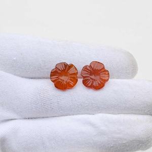 Vente chaude Orange Cornaline 16mm 18mm 20mm 22mm Fleur Fantaisie Sculpture Belle Pierre Précieuse En Vrac En Gros Sculpture Pierre Fournisseur - Product Image 4