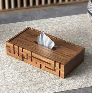 Boîte à mouchoirs personnalisée faite à la main décorative classique en bois naturel pour voiture et restaurants - Product Image 5