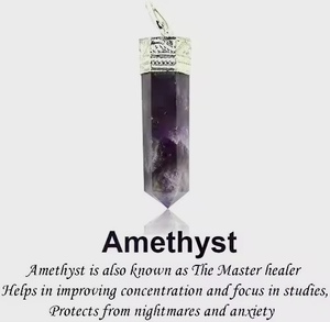 Collier Pendentif en Améthyste Naturelle en Gros, Pointe de Cristal, Pierre de Guérison en Quartz, Chaîne Plaqué Argent, Bijou Reiki Chakra, Cadeau - Product Image 5
