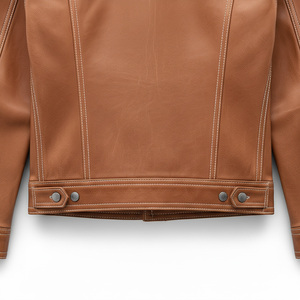 Men Vintage Tan Leather Jacket Western Style Denim Cut Real Leather <b>Coat</b> Custom Manufacturer - Product Image 4
