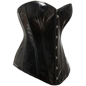 Corset en cuir PU rose pour femme, gaine amincissante à maintien ferme avec fermeture à agrafes, taille adulte, design sans couture - Product Image 3