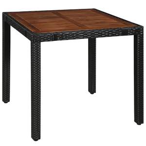 Ensemble de salle à manger de jardin en rotin noir avec table en teck 4 places, mobilier d'extérieur au design contemporain, résistant aux intempéries - Product Image 2