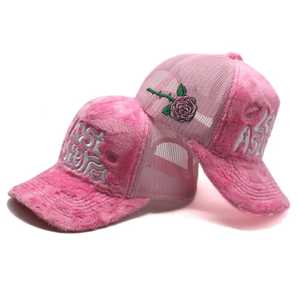 Gorra Trucker Personalizada de Terciopelo Rosa y Malla con Bordado 3D, Ajustable, Unisex, para Exteriores - Product Image 2