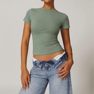 Camiseta Corta para Mujer, Algodón, Estilo Casual, Ropa de Estilo de Vida, Suministro de Fábrica al por Mayor - Product Image 3