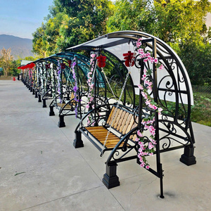 Chaise suspendue de patio en fer forgé sur mesure, ensemble de balançoire de jardin extérieur, structure métallique durable, design élégant, résistant aux intempéries, confort optimal pour le parc - Product Image 4