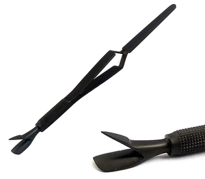 Pince à ongles UV rectangulaire noire en acier inoxydable à pointe inclinée 3-en-1 pour sourcils – Outils de pinçage en gros - Product Image 1