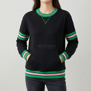เสื้อสเวตเชิ้ตคอโอ แขนยาว ลายทางสีดำ เขียว ชมพู ของชมอิ้นเตอร์เนชั่นแนล ซิสเตอร์ฮู้ด โซโรริตี้  แบบลำลอง ถักทอ มีโลโก้ด้านหลัง - Product Image 1