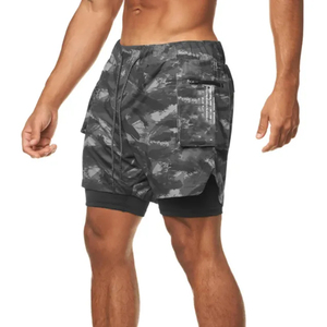 Custom Camouflage Print Training <b>Shorts</b> with Compression Spat Gym Apparel Wholesale Supplier Low MOQ Workout Athletic <b>Shorts</b> Set - Product Image 1