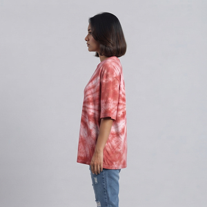Camiseta de algodón para mujer, efecto desgastado, cuello redondo, corte holgado, manga tres cuartos, estilo casual oversize, streetwear, camiseta de verano OEM - Product Image 4