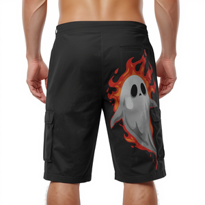 Shorts en coton pour homme, style streetwear, effet déchiré, avec cordon de serrage et taille mi-haute - Product Image 3