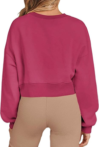 Sudadera Oversize de Algodón Suave con Cuello Redondo para Mujer, Estilo Urbano, con Logotipo Personalizado, Bordado de Cristales Frontales y Forro Polar para Otoño - Product Image 4