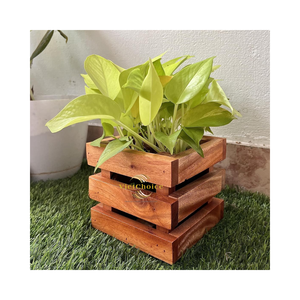 Handmade <b>Wooden</b> Plant Pot Crafted From Natural Solid Wood For Indoor And Outdoor - Product Image 1