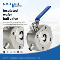 Válvula de bola aislada de acero inoxidable forjado de paso completo tipo wafer con palanca, antiobstrucción, para sirope, alimentos, agua caliente, con certificación CE