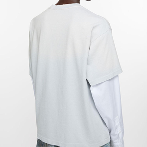 T-shirt unisexe à manches longues double épaisseur, 100 % coton, coupe oversize, délavé à l'acide, écologique - Product Image 3